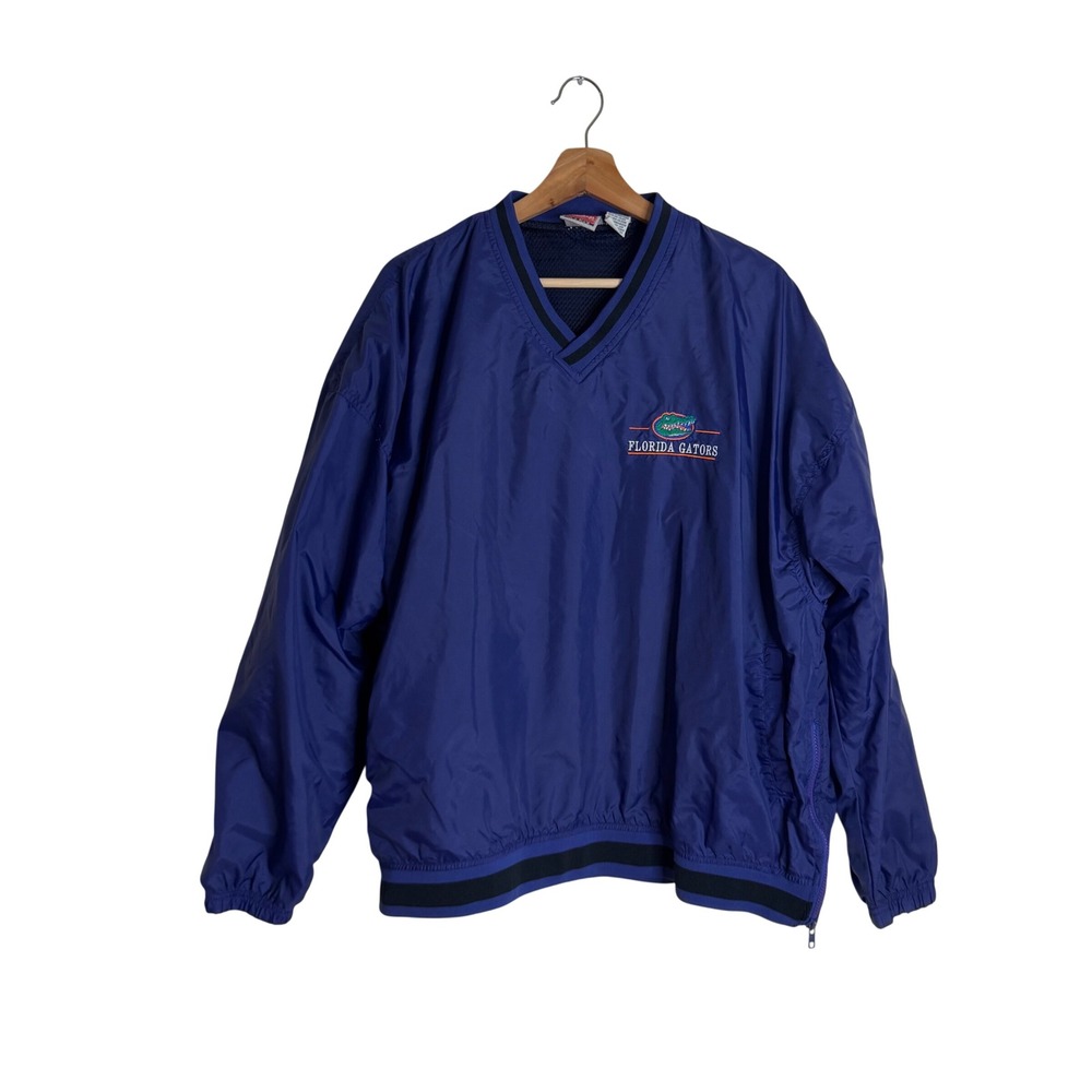 Rawlings Florida Gators Mens V-Neck Windbreaker Pullover Blue XL